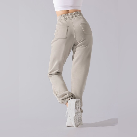 NWT 2X POPFLEX Women's Cream sweatpants cloud rollover sweatpants in seashell - Picture 2 of 7